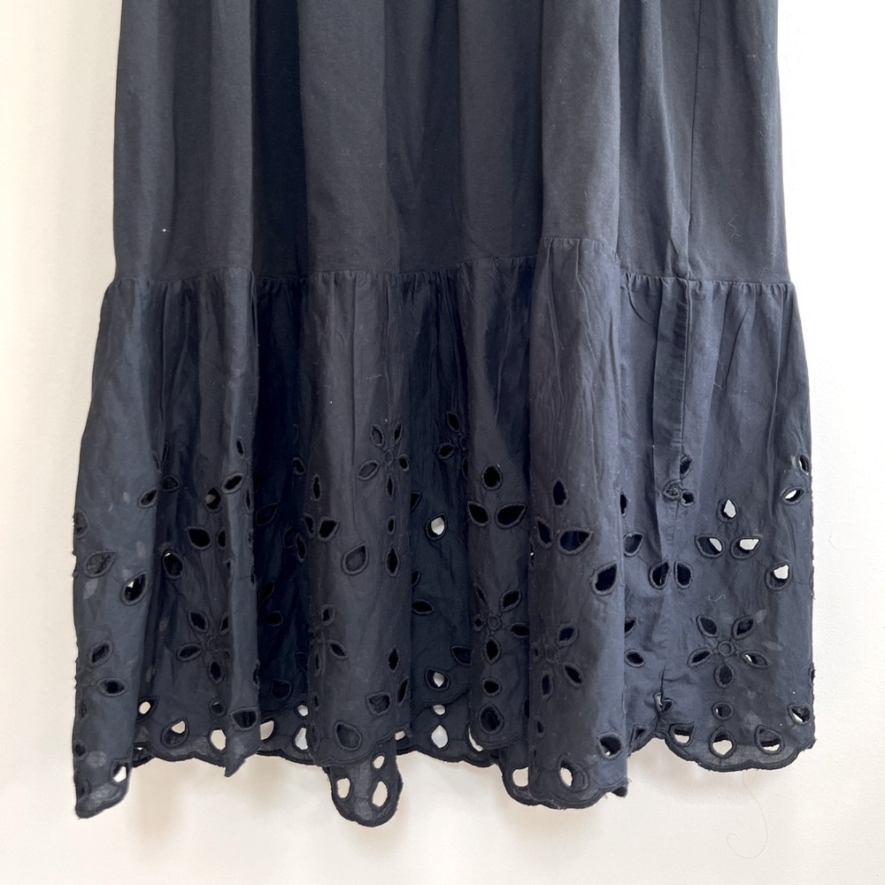 J. Crew Cotton Tiered Knit Maxi Sleeveless Dress with Eyelet Trim, Black, S - Picture 7 of 7